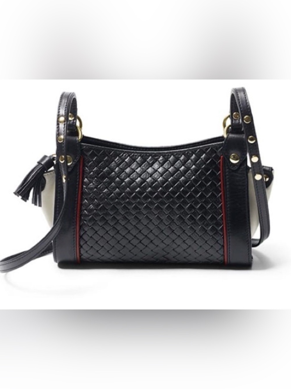 Jane Mayle Club Monaco Crossbody woven black white Bag $250 - Picture 1 of 10